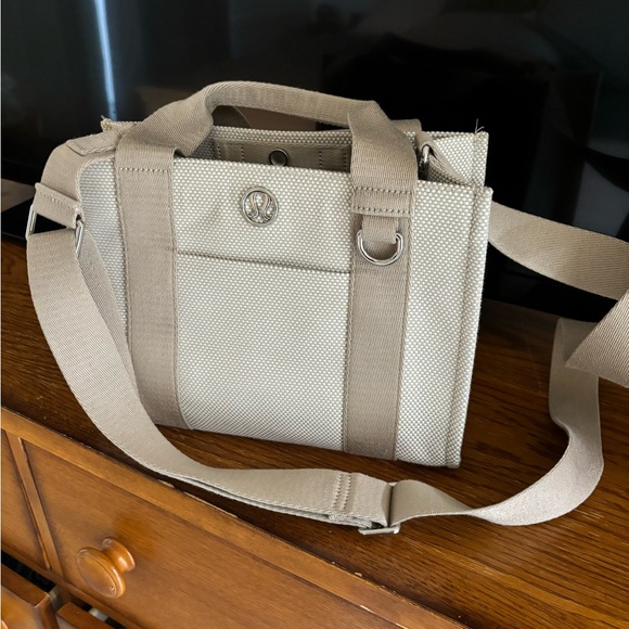 Beige Canvas Shoulder Bag - Picture 1 of 8